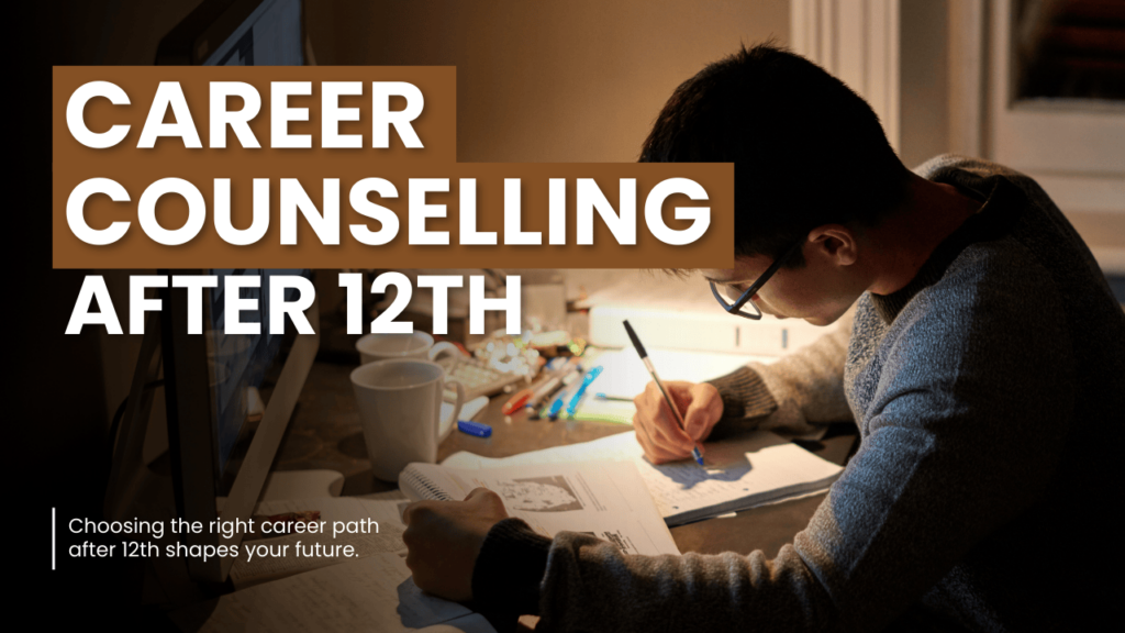 Career Counselling After 12th - A student studying with focus, surrounded by books and stationery