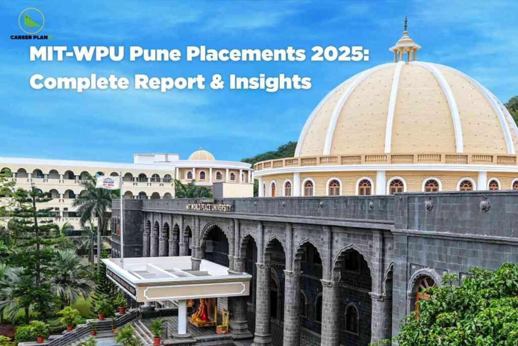 Front view of MIT-WPU Pune campus featuring university dome and architecture, representing MIT WPU placements 2025 insights and complete placement report.