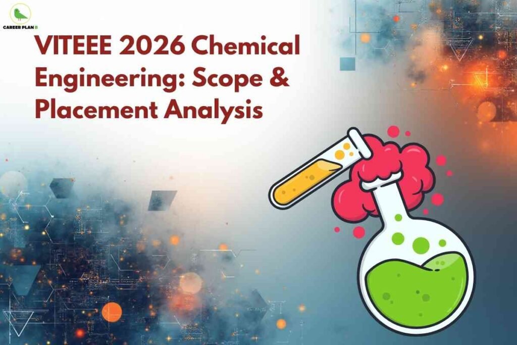VITEEE chemical engineering 2026 scope and placement analysis showing colorful chemistry lab flask and test tube symbolizing innovation and engineering opportunities.