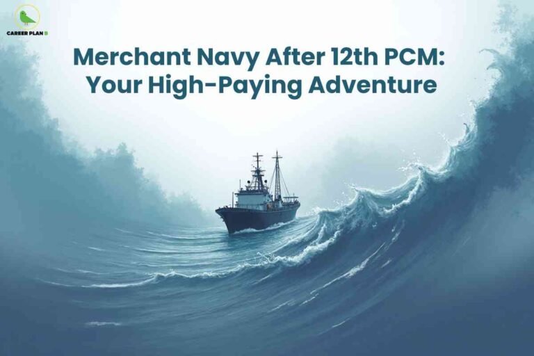 Merchant navy officer uniform and ship background symbolizing career opportunities in the merchant navy after 12th PCM for students aspiring to join marine and nautical professions.