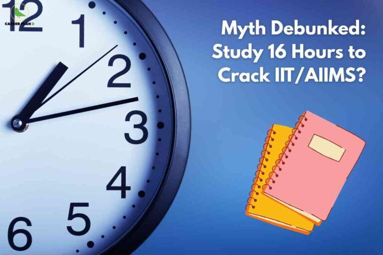 Students studying with books and laptops, illustrating common myths about IIT JEE preparation and highlighting the truth behind effective study strategies for cracking the exam