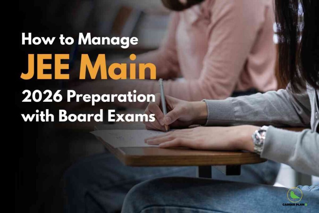 Focused student preparing with books, notes, and a calendar, representing an effective JEE Main study plan 2026 for cracking the engineering entrance exam with smart time management and strategy.