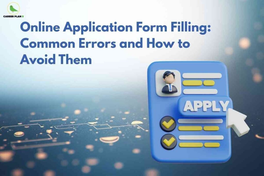 Student checking a laptop screen with warning signs, representing common errors in online application form submission and tips to avoid mistakes during the registration process.