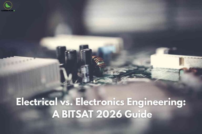 Close-up view of electronic circuit board representing the comparison between electrical vs electronics engineering for BITSAT 2026 students exploring course differences and career scope.
