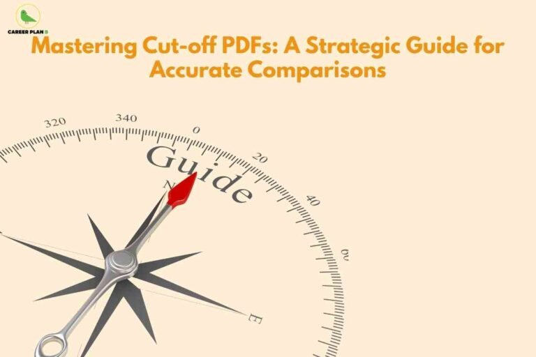 Compass graphic highlighting the word ‘Guide’ with directional needle, representing a strategic cut off pdf guide for accurate exam comparison.