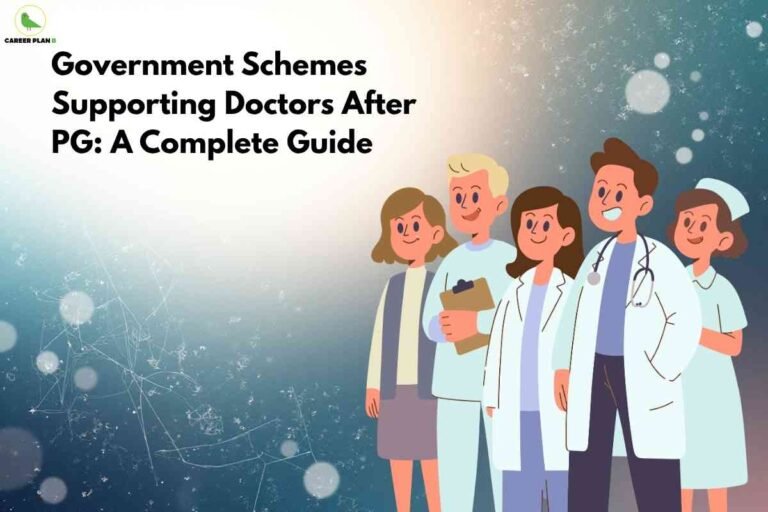 Group of smiling healthcare professionals standing together, representing various government schemes for doctors that offer support after completing postgraduate medical education.