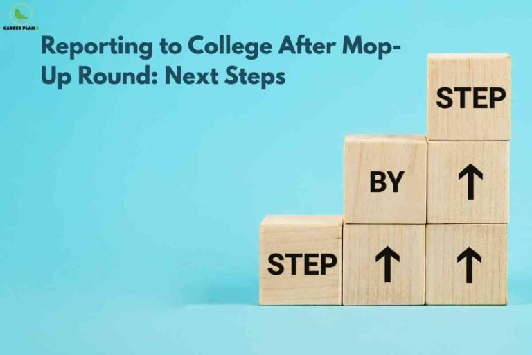 Wooden blocks forming a step-by-step staircase illustrating the next steps for reporting after mop-up in NEET PG counselling.