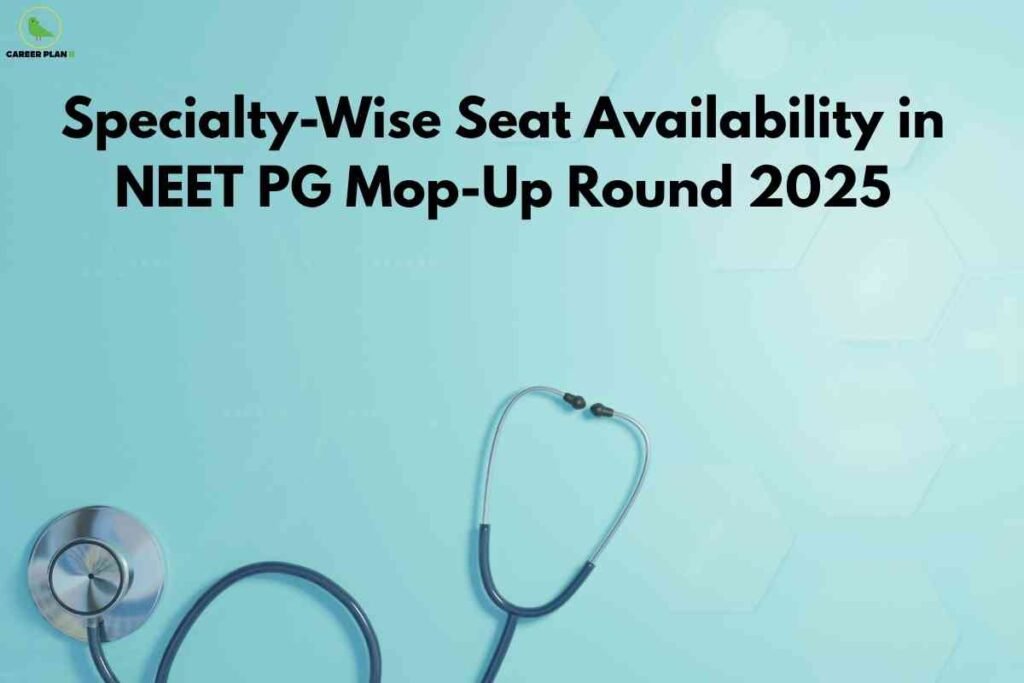 Medical-themed image with a stethoscope on a blue background illustrating specialty-wise NEET PG mop-up seats availability for 2025 counselling round.