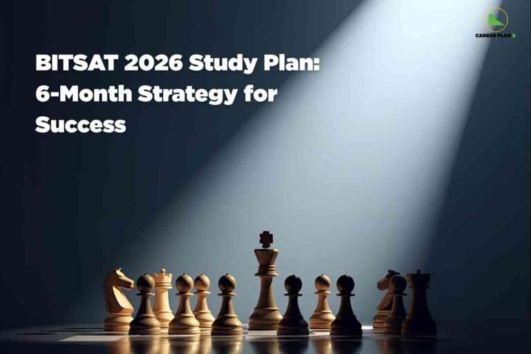 Focused student preparing with books, notes, and laptop, representing an effective BITSAT 2026 study plan with subject-wise strategy, time management, and exam preparation tips for better scores.