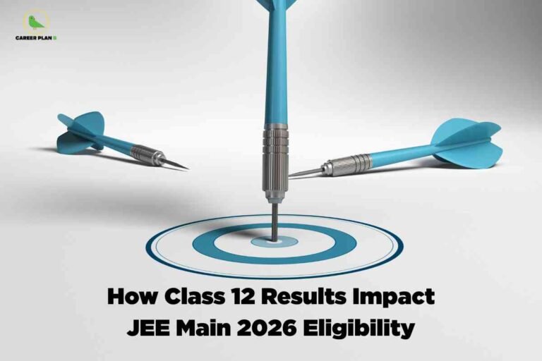 Student checking report card and JEE Main eligibility criteria on a laptop, representing the importance of Class 12 marks in JEE Main eligibility and admission requirements for engineering colleges.