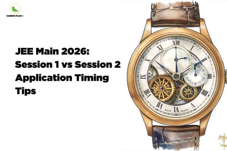 Students comparing performance charts and study notes, representing JEE Main Session 1 vs Session 2 differences in exam difficulty, score trends, and preparation strategies for 2026 aspirants.