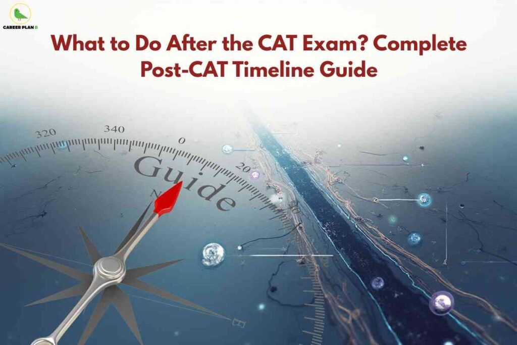 Compass pointing toward a guide, symbolizing the steps to take after the CAT exam in a complete post-CAT timeline guide.