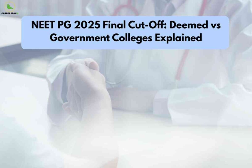 A doctor and patient shaking hands with a soft medical background, illustrating NEET PG final cutoff differences between Deemed and Government colleges for 2025.
