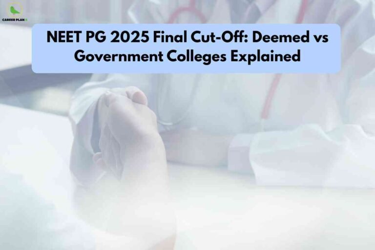A doctor and patient shaking hands with a soft medical background, illustrating NEET PG final cutoff differences between Deemed and Government colleges for 2025.