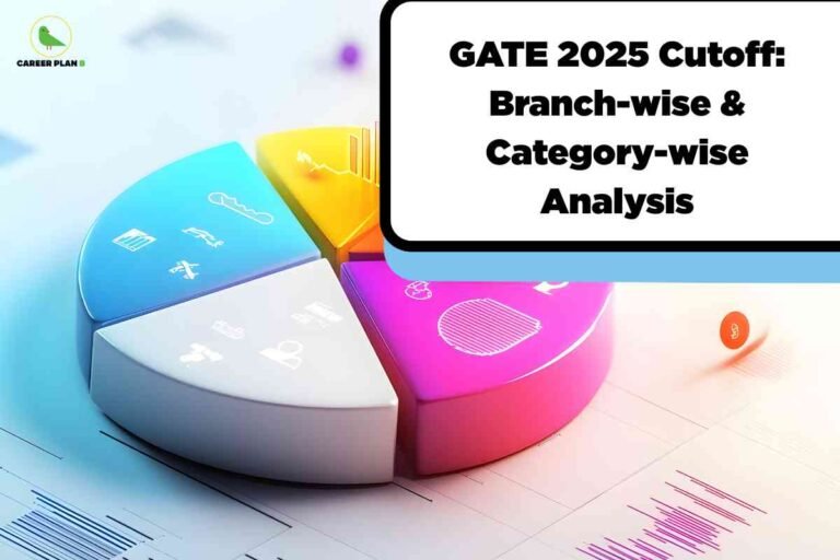 Bar chart showing GATE cutoff 2025 marks for various engineering branches, representing category-wise qualifying marks, score trends, and admission criteria for IITs and NITs.