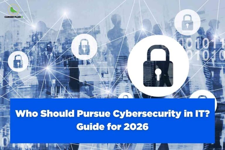 Digital network background with security lock icons symbolizing data protection, representing who should pursue cybersecurity in IT and the ideal candidates for a career in cyber defense in 2026.