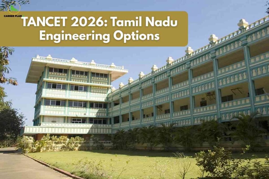 Large Tamil Nadu engineering college building with greenery in front, used to represent TANCET 2026 engineering options for aspiring students.
