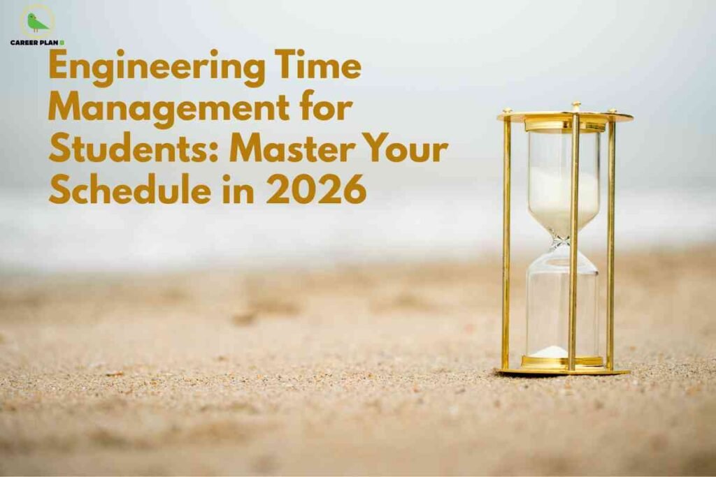 Hourglass placed on sand symbolizing productivity and time planning for students, representing engineering time management 2026.