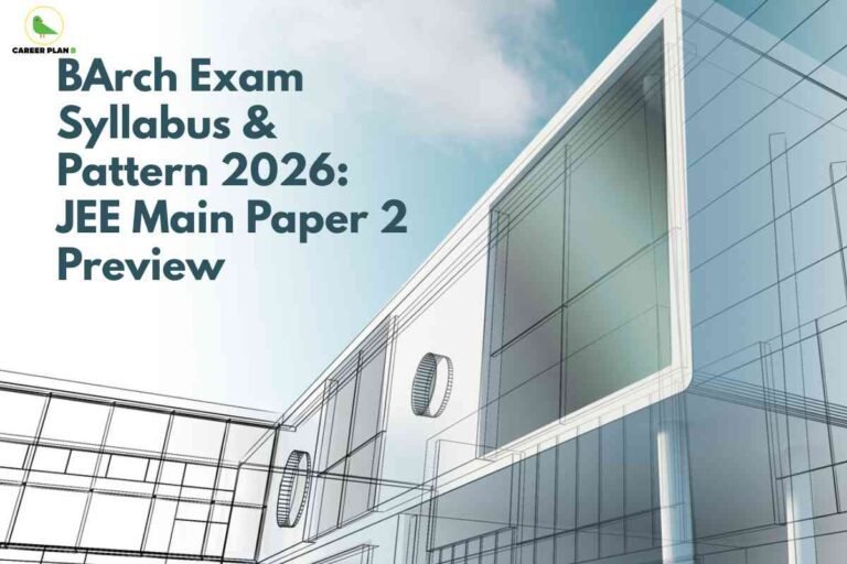 Architectural building sketch with glass facade illustrating design concepts, representing the BArch exam syllabus 2026 and JEE Main Paper 2 preview.