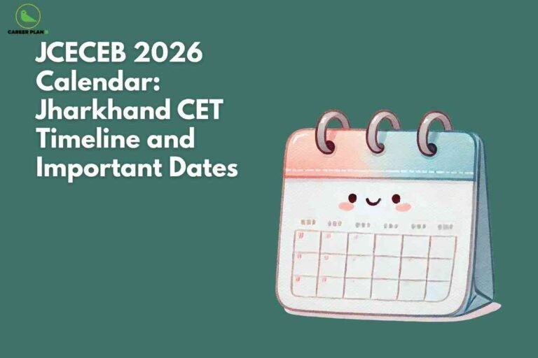 Illustration of a cute desk calendar representing JCECEB 2026 dates and Jharkhand CET important exam timeline updates.