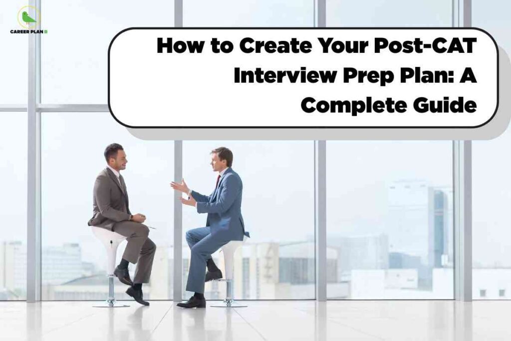 Two professionals sitting in a modern office during a mock interview session, illustrating post CAT interview prep strategies for MBA aspirants.