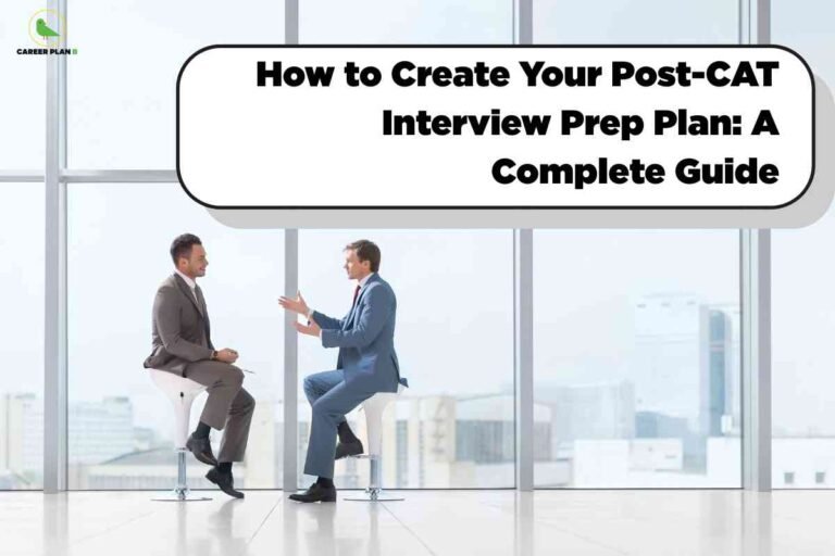 Two professionals sitting in a modern office during a mock interview session, illustrating post CAT interview prep strategies for MBA aspirants.