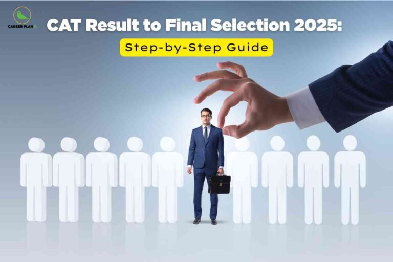 Business professional being selected from a group, representing the CAT 2025 final selection process and step-by-step admission guide.