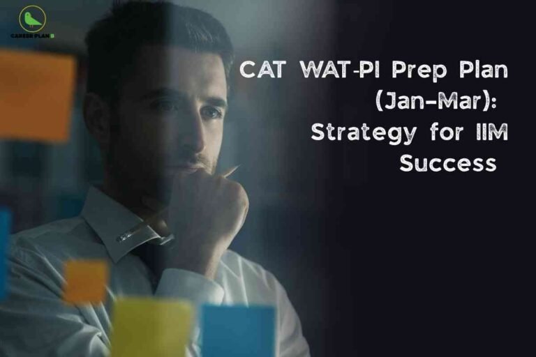 Focused candidate preparing for WAT PI preparation, analyzing notes and planning strategy for successful IIM interview performance.