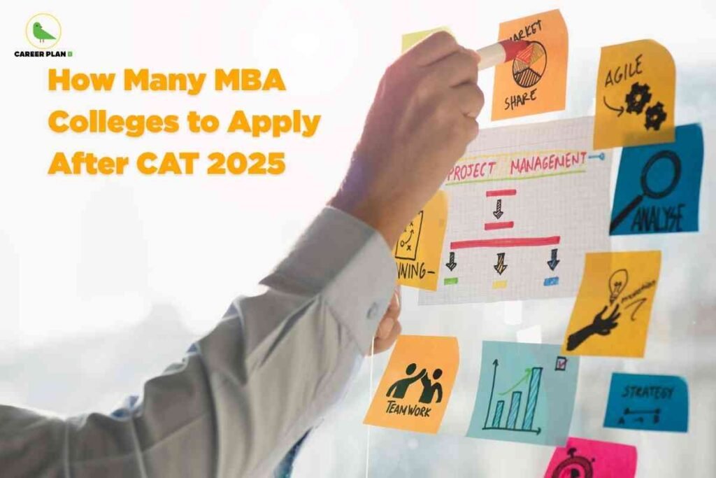 Student planning how many MBA colleges to apply to after CAT using sticky notes and charts, representing strategic selection of MBA colleges after CAT.