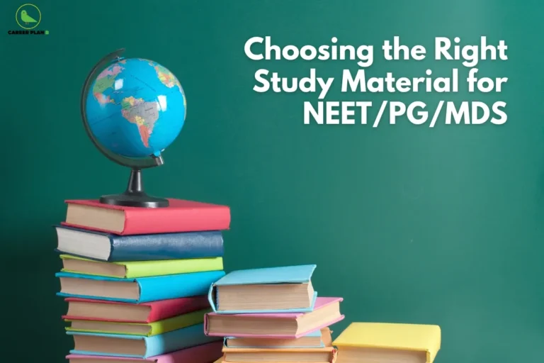 Stack of medical books with globe on top representing best study material for NEET PG, highlighting the importance of choosing the right preparation resources, notes, and question banks for exam success.