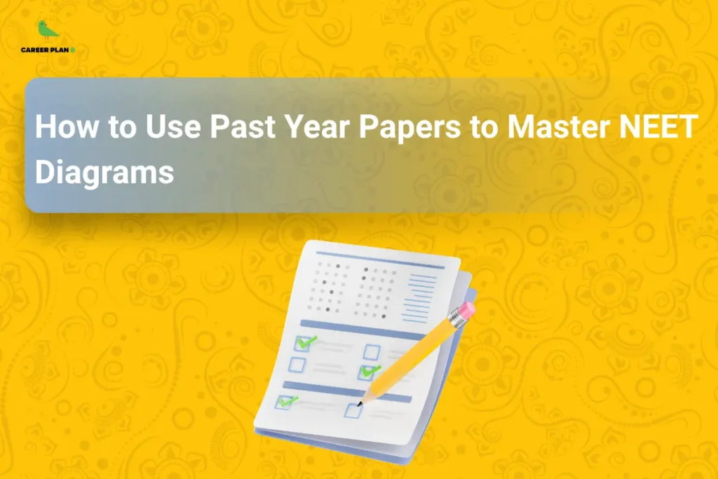 Illustration of checklist and exam sheet showing NEET past year papers diagrams practice, highlighting how students can master diagram-based questions effectively